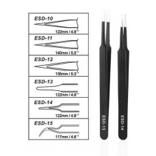 Set of 2 x tweezers for nano and micro caches - Stainless steel (MATT BLACK finish) 13/14